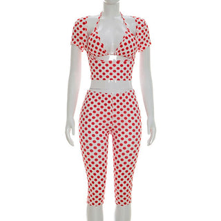 Sleeveless polka Dot Print Three-Piece Set - Hstrends