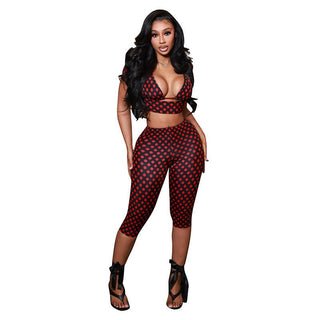 Sleeveless polka Dot Print Three-Piece Set - Hstrends