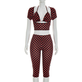 Sleeveless polka Dot Print Three-Piece Set - Hstrends