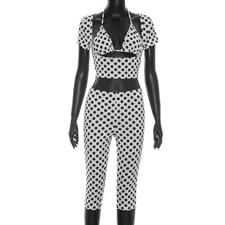 Sleeveless polka Dot Print Three-Piece Set - Hstrends