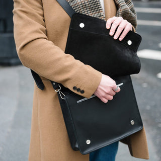 Soft Tannery Leather Messenger - Black - Hstrends
