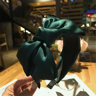 Solid Bowknot wide Hairbands Hair Accessories - Hstrends