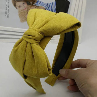 Solid Bowknot wide Hairbands Hair Accessories - Hstrends
