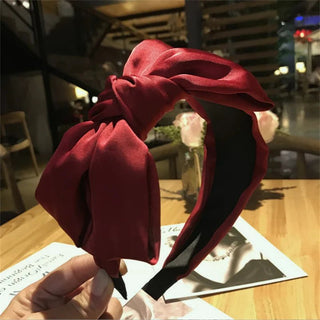 Solid Bowknot wide Hairbands Hair Accessories - Hstrends