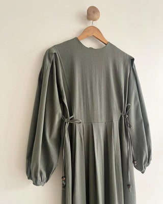 Solid Color Tie - Up Stylish Long maxi modest Dress - Hstrends