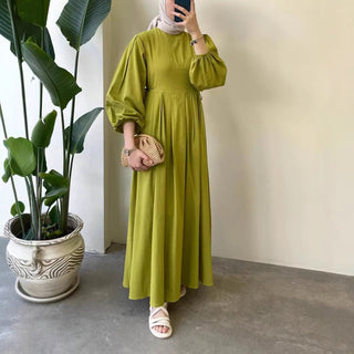 Solid Color Tie - Up Stylish Long maxi modest Dress - Hstrends