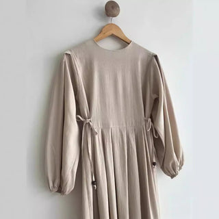 Solid Color Tie - Up Stylish Long maxi modest Dress - Hstrends