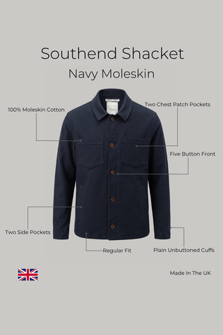 Southend Shacket Unlined - Navy Moleskin - Hstrends