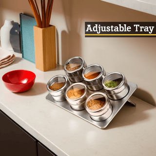 Spice Jars Magnetic Tray With Oblong Tray - Hstrends