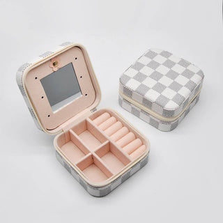 Square print jewellery organiser box: Grey/White - Hstrends