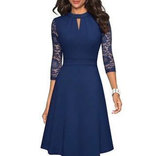 Stand - Up Collar A - Line Swing Dress - Hstrends