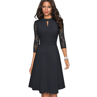 Stand - Up Collar A - Line Swing Dress - Hstrends