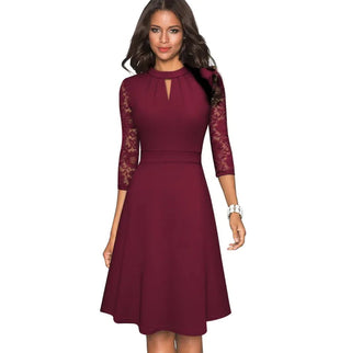 Stand - Up Collar A - Line Swing Dress - Hstrends