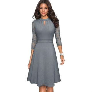 Stand - Up Collar A - Line Swing Dress - Hstrends
