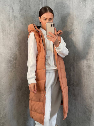 Stylewise Longline Padded Hooded Gilet - Hstrends