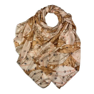 Summer forest leaves print scarves with golden patches various colours - Hstrends