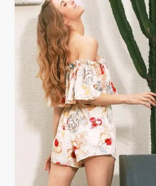 Summer New Off - Shoulder Floral Slimming Jumpsuit - Hstrends