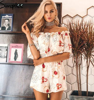 Summer New Off - Shoulder Floral Slimming Jumpsuit - Hstrends