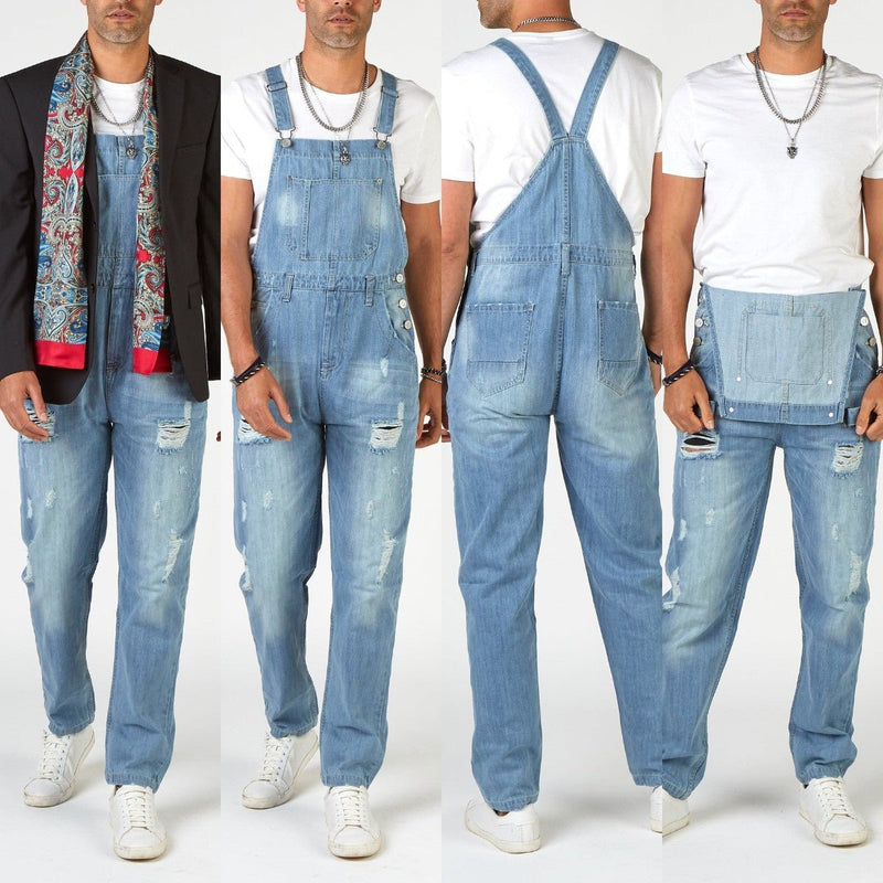 Summer Street Hipster Ripped Suspenders High Waist Men Jeans - Hstrends