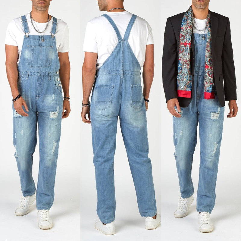 Summer Street Hipster Ripped Suspenders High Waist Men Jeans - Hstrends