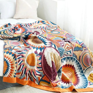 Nordic Sunset  cotton Throw Blanket