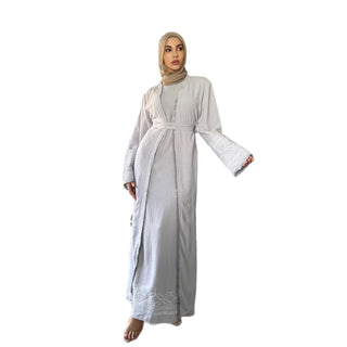Tassel Heavy Embroidery Trumpet Sleeve Long modest maxi Dress - Hstrends