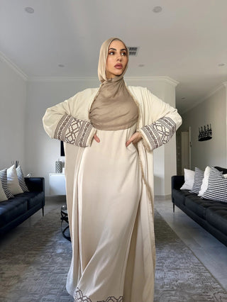 Tassel Heavy Embroidery Trumpet Sleeve Long modest maxi Dress - Hstrends