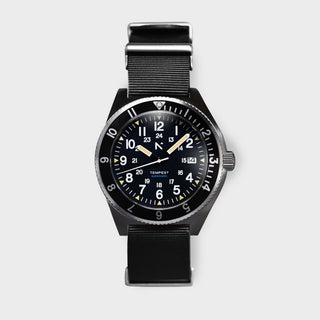 'Tempest' Automatic Navigator Watch (40mm) | Seal Black - Hstrends