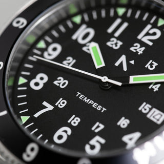 'Tempest' Quartz Navigator Watch (40mm) | Pitch Black NATO - Hstrends