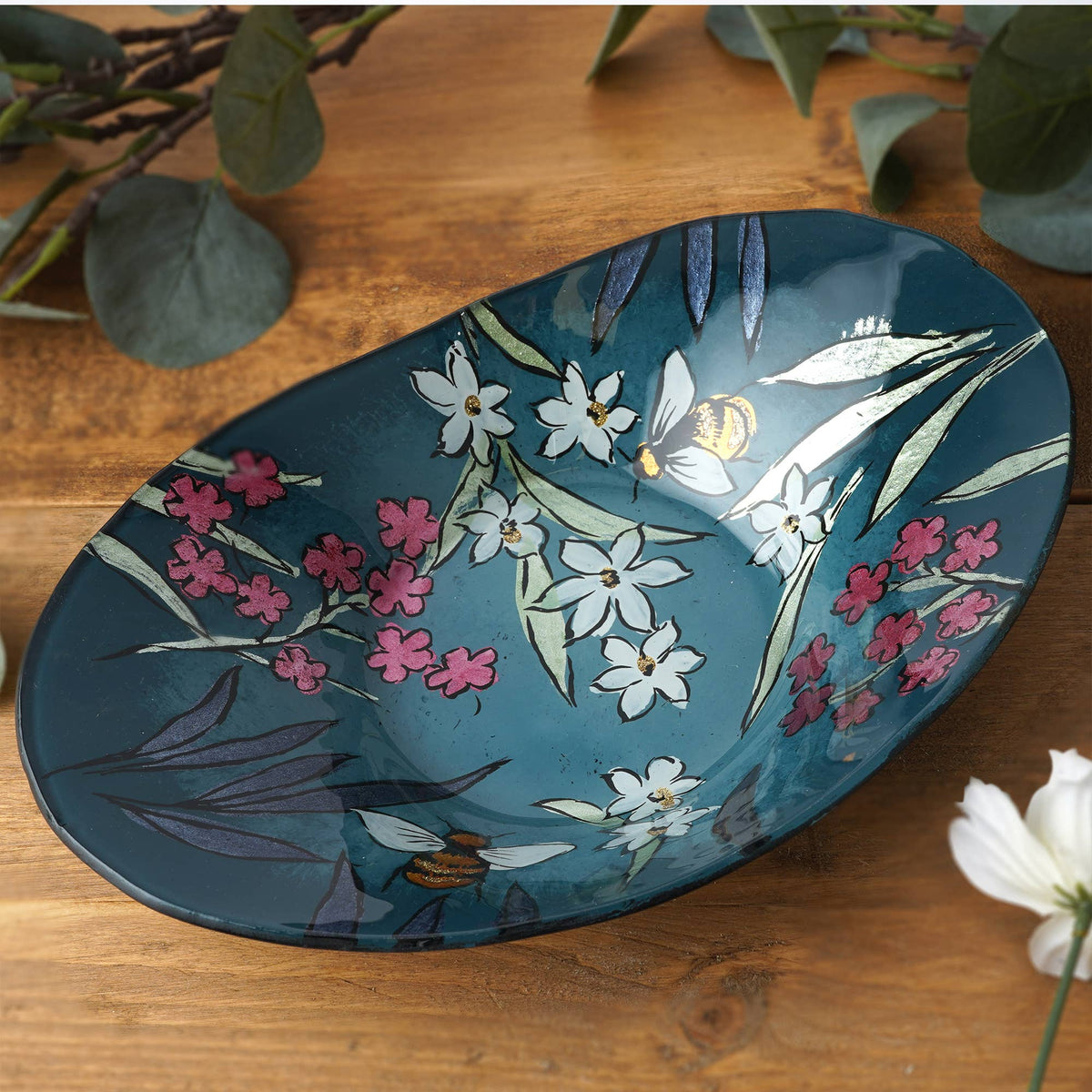 The Beekeeper Glass Large Oval Bowl in Gift Box - Hstrends