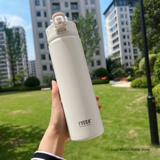 Thermal Water Bottle with Straw 750/600ML Stainless Steel Bottle Keeps Cold and Heat High Capacity Thermal Mug Thermos Bottle - Hstrends
