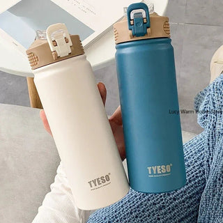 Thermal Water Bottle with Straw 750/600ML Stainless Steel Bottle Keeps Cold and Heat High Capacity Thermal Mug Thermos Bottle - Hstrends