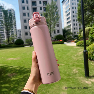 Thermal Water Bottle with Straw 750/600ML Stainless Steel Bottle Keeps Cold and Heat High Capacity Thermal Mug Thermos Bottle - Hstrends