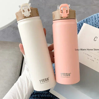 Thermal Water Bottle with Straw 750/600ML Stainless Steel Bottle Keeps Cold and Heat High Capacity Thermal Mug Thermos Bottle - Hstrends