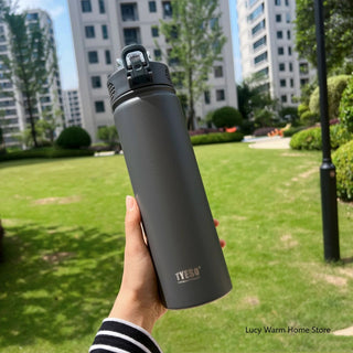 Thermal Water Bottle with Straw 750/600ML Stainless Steel Bottle Keeps Cold and Heat High Capacity Thermal Mug Thermos Bottle - Hstrends