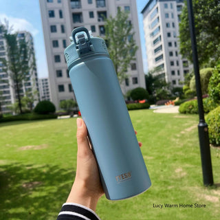 Thermal Water Bottle with Straw 750/600ML Stainless Steel Bottle Keeps Cold and Heat High Capacity Thermal Mug Thermos Bottle - Hstrends