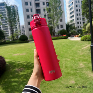 Thermal Water Bottle with Straw 750/600ML Stainless Steel Bottle Keeps Cold and Heat High Capacity Thermal Mug Thermos Bottle - Hstrends