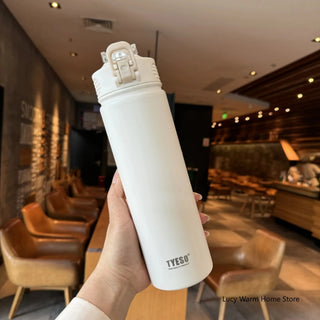 Thermal Water Bottle with Straw 750/600ML Stainless Steel Bottle Keeps Cold and Heat High Capacity Thermal Mug Thermos Bottle - Hstrends