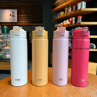 Thermal Water Bottle with Straw 750/600ML Stainless Steel Bottle Keeps Cold and Heat High Capacity Thermal Mug Thermos Bottle - Hstrends