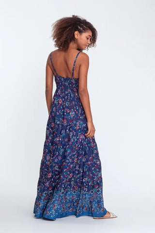 Thin strap floral printed causal ruffles maxi dress - Hstrends