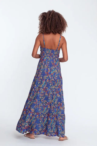 Thin strap floral printed causal ruffles maxi dress - Hstrends