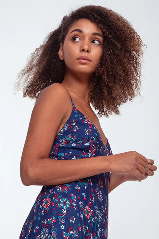 Thin strap floral printed causal ruffles maxi dress - Hstrends