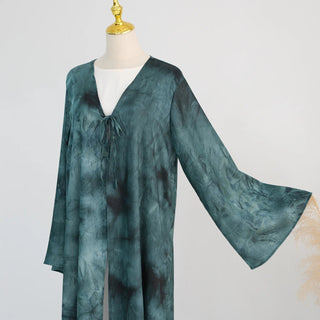 Tie - dye Printed Kaftan Robe Cardigan style Kimono Abaya dress - Hstrends