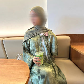 Tie - dye Printed Kaftan Robe Cardigan style Kimono Abaya dress - Hstrends