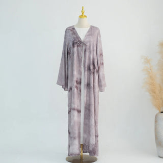 Tie - dye Printed Kaftan Robe Cardigan style Kimono Abaya dress - Hstrends