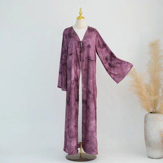 Tie - dye Printed Kaftan Robe Cardigan style Kimono Abaya dress - Hstrends