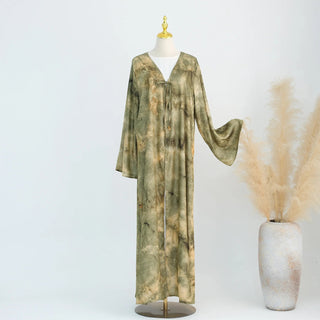 Tie - dye Printed Kaftan Robe Cardigan style Kimono Abaya dress - Hstrends