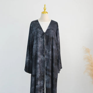 Tie - dye Printed Kaftan Robe Cardigan style Kimono Abaya dress - Hstrends