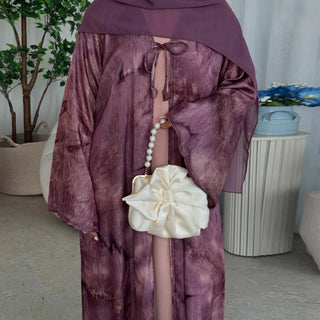Tie - dye Printed Kaftan Robe Cardigan style Kimono Abaya dress - Hstrends