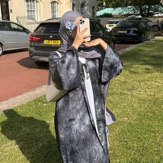 Tie - dye Printed Kaftan Robe Cardigan style Kimono Abaya dress - Hstrends